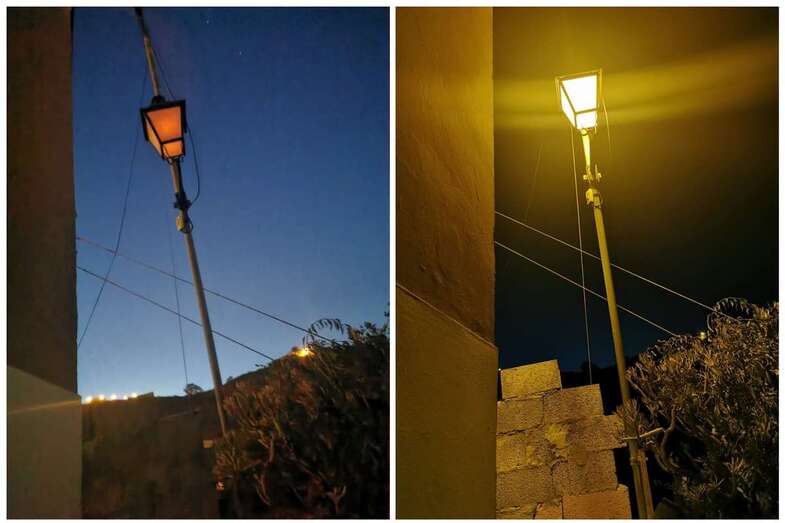 La farola manifiesta un funcionamiento anómalo (Foto TA)